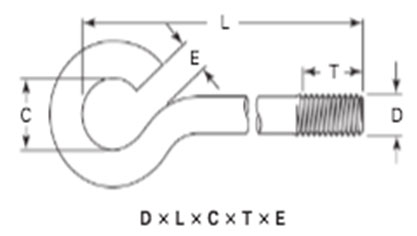 ASME B18.31.5 Bent Bolts, Open Anchor Ring EyeBolts