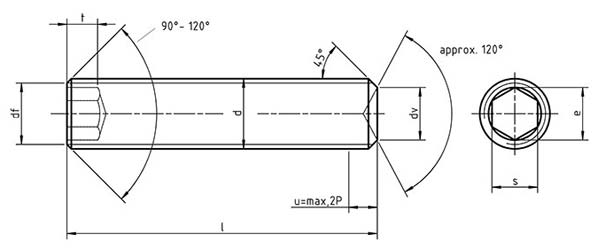 Din 916 - Hexagon socket set screws with cup point